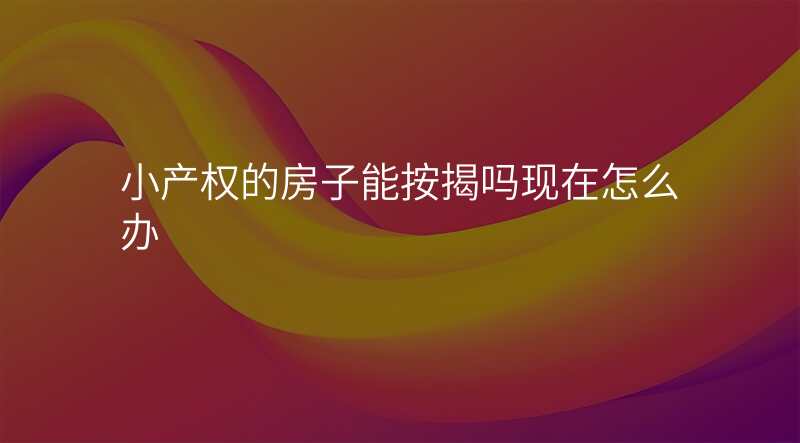 小产权的房子能按揭吗现在怎么办