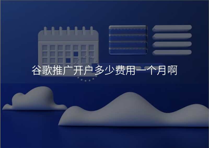 谷歌推广开户多少费用一个月啊