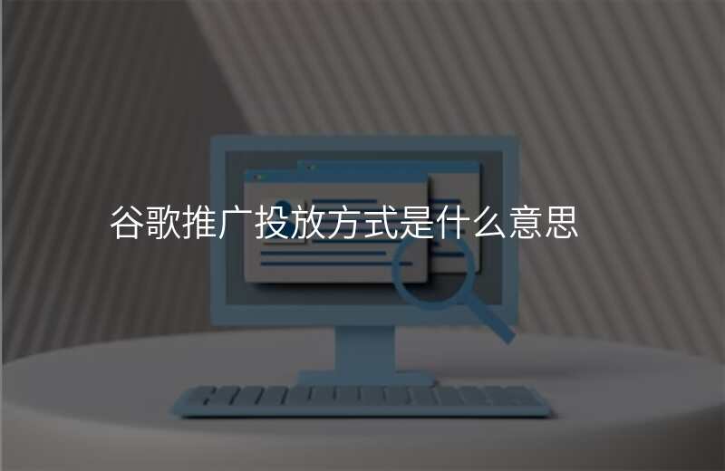 谷歌推广投放方式是什么意思