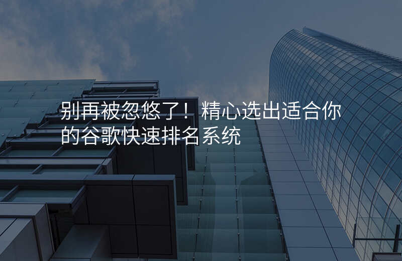 别再被忽悠了!精心选出适合你的谷歌快速排名系统