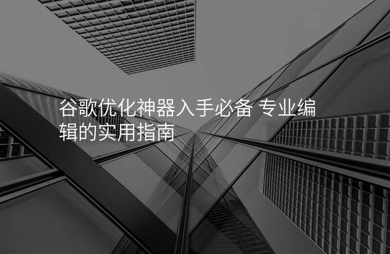 谷歌优化神器入手必备 专业编辑的实用指南