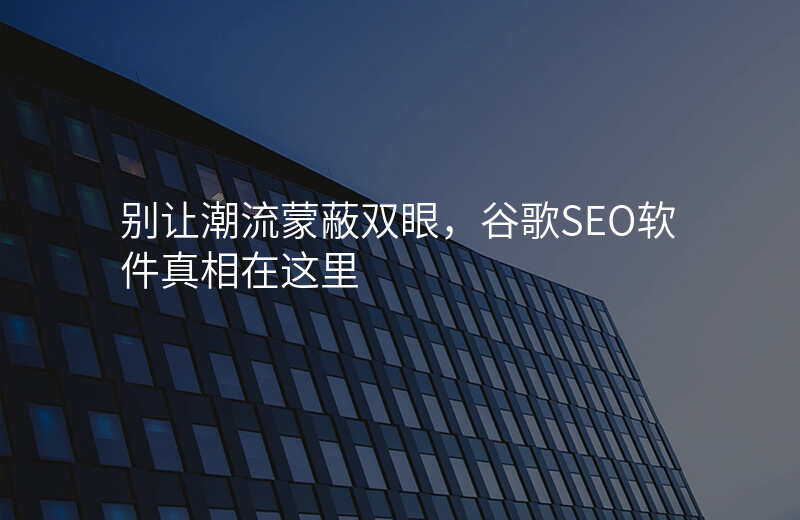 别让潮流蒙蔽双眼,谷歌SEO软件真相在这里