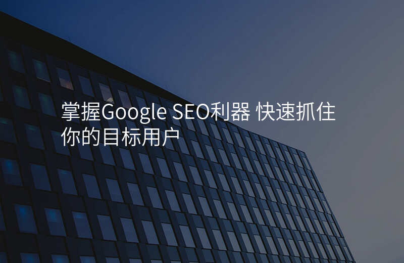 掌握Google SEO利器 快速抓住你的目标用户