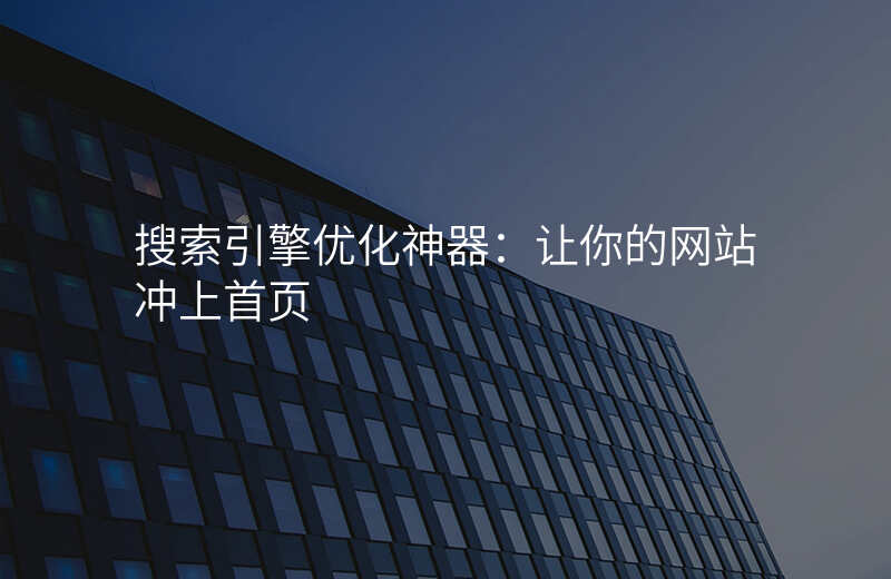 搜索引擎优化神器:让你的网站冲上首页