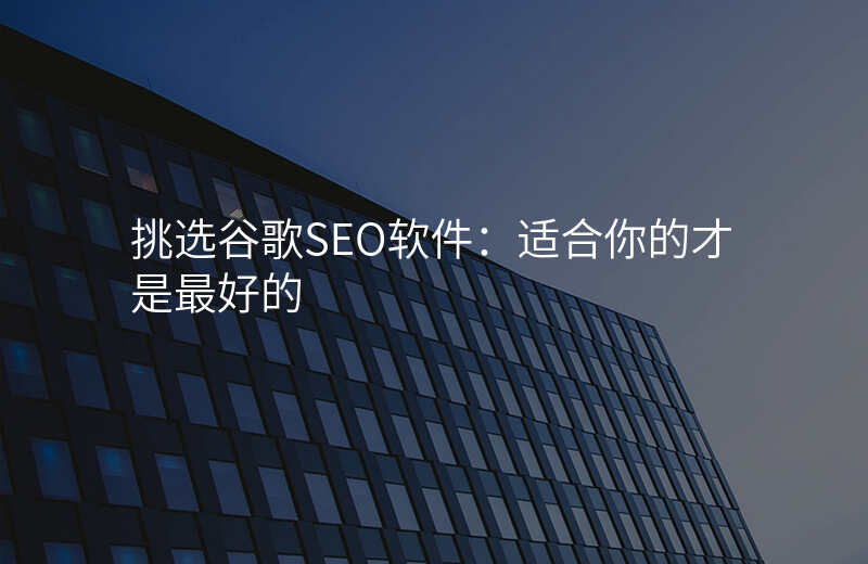 挑选谷歌SEO软件:适合你的才是最好的