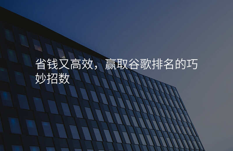 省钱又高效,赢取谷歌排名的巧妙招数