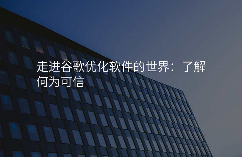 走进谷歌优化软件的世界:了解何为可信