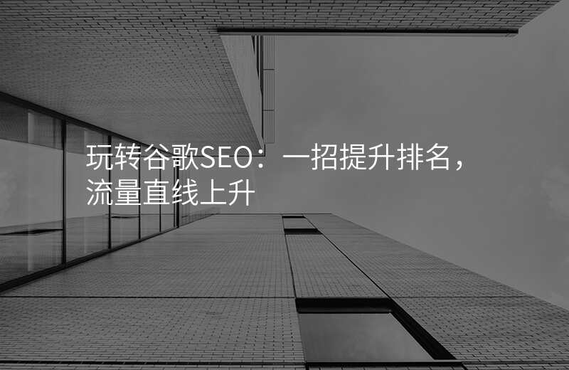 玩转谷歌SEO:一招提升排名,流量直线上升