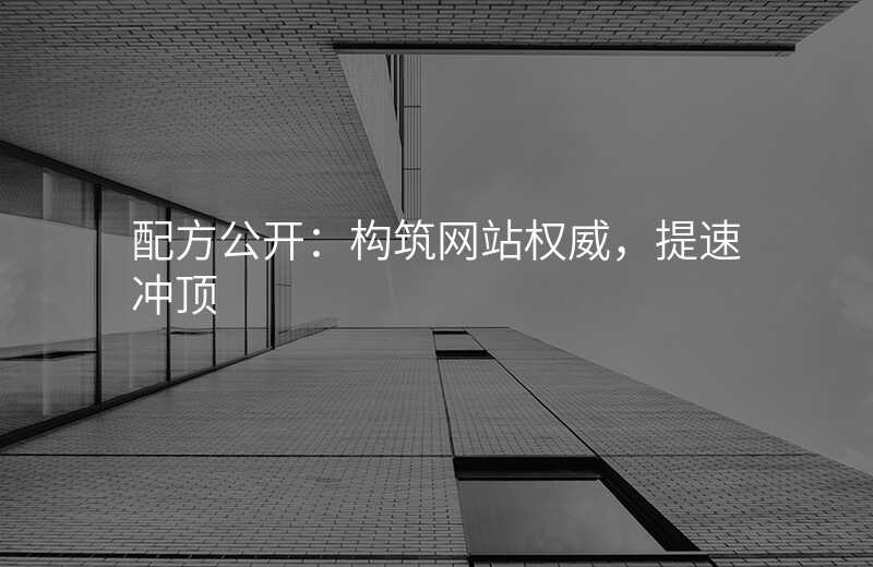 配方公开:构筑网站权威,提速冲顶