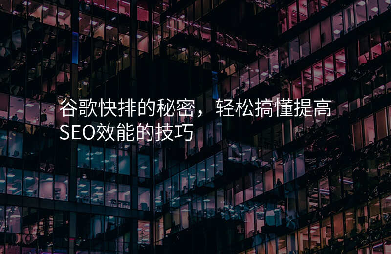 谷歌快排的秘密,轻松搞懂提高SEO效能的技巧