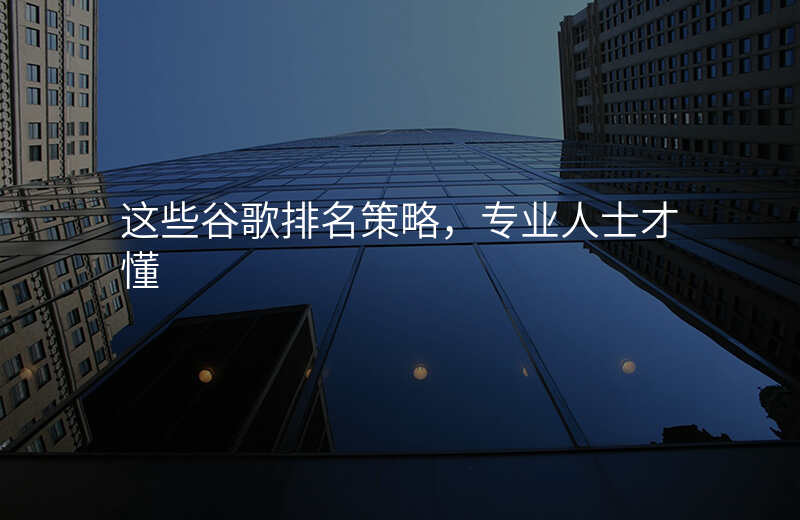 这些谷歌排名策略,专业人士才懂