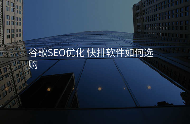 谷歌SEO优化 快排软件如何选购