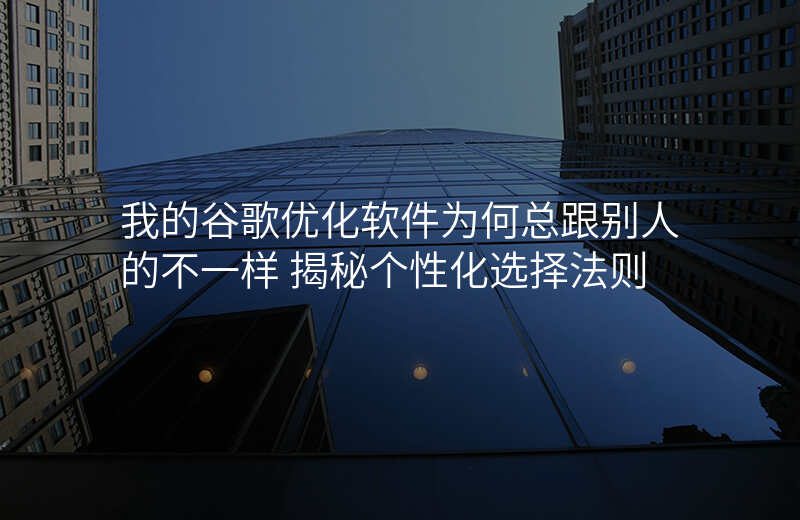 我的谷歌优化软件为何总跟别人的不一样 揭秘个性化选择法则