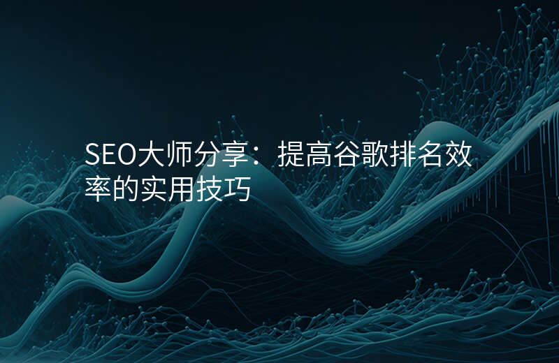 SEO大师分享:提高谷歌排名效率的实用技巧