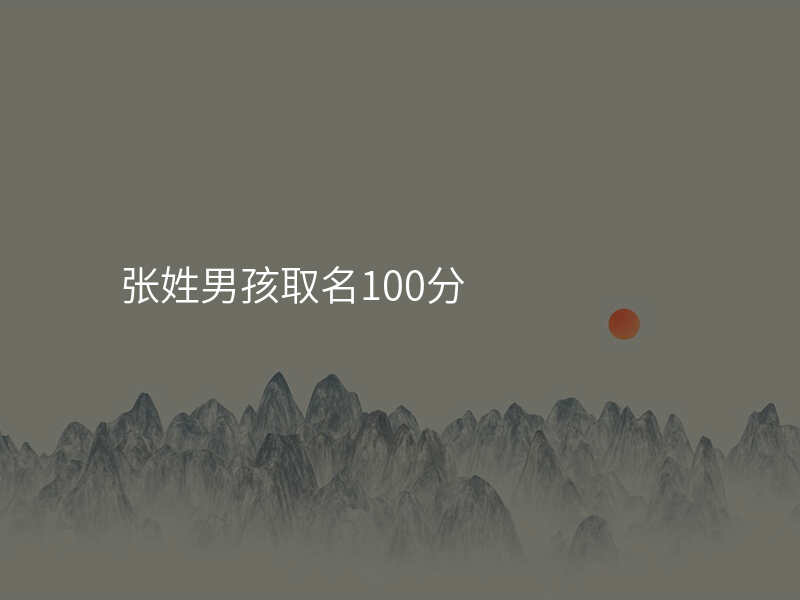 张姓男孩取名100分