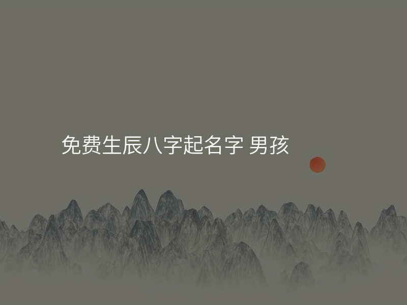 免费生辰八字起名字 男孩