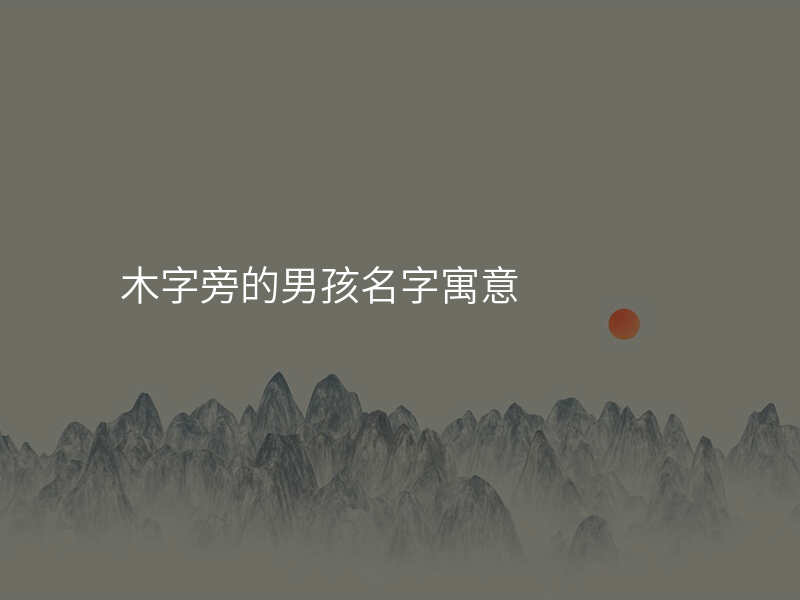 木字旁的男孩名字寓意