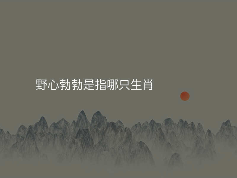 野心勃勃是指哪只生肖
