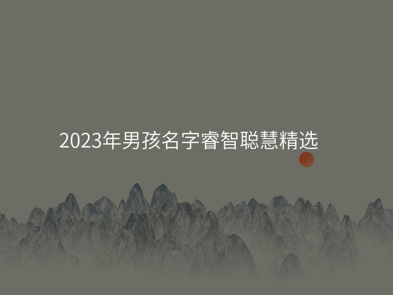 2023年男孩名字睿智聪慧精选