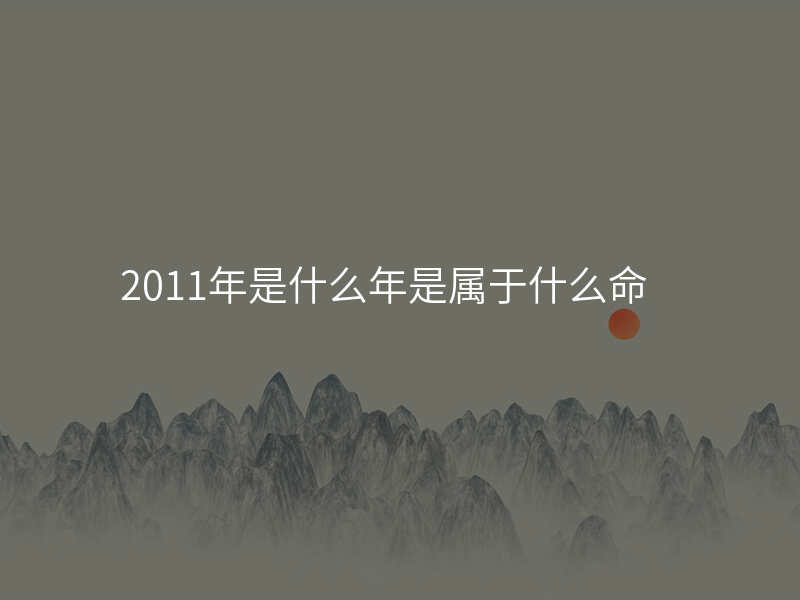 2011年是什么年是属于什么命