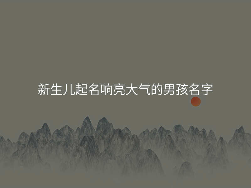 新生儿起名响亮大气的男孩名字
