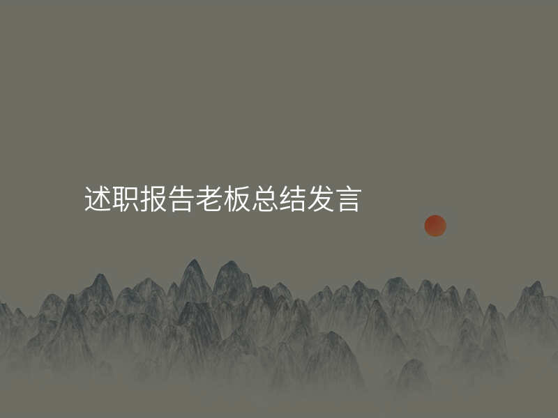 述职报告老板总结发言