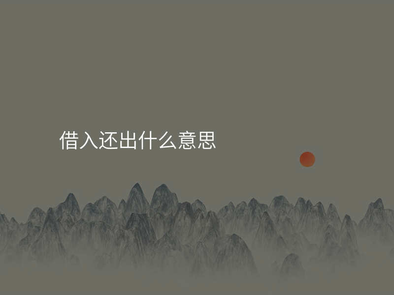 借入还出什么意思