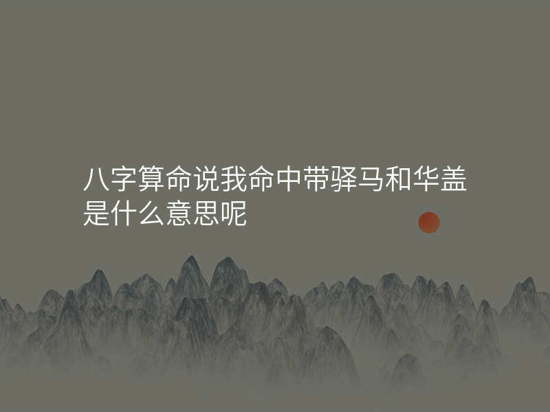 八字算命说我命中带驿马和华盖是什么意思呢