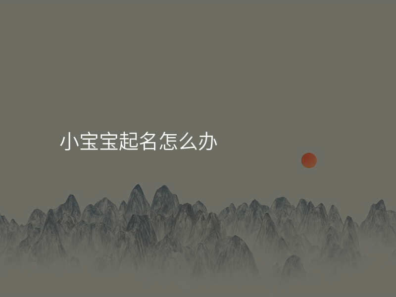 小宝宝起名怎么办