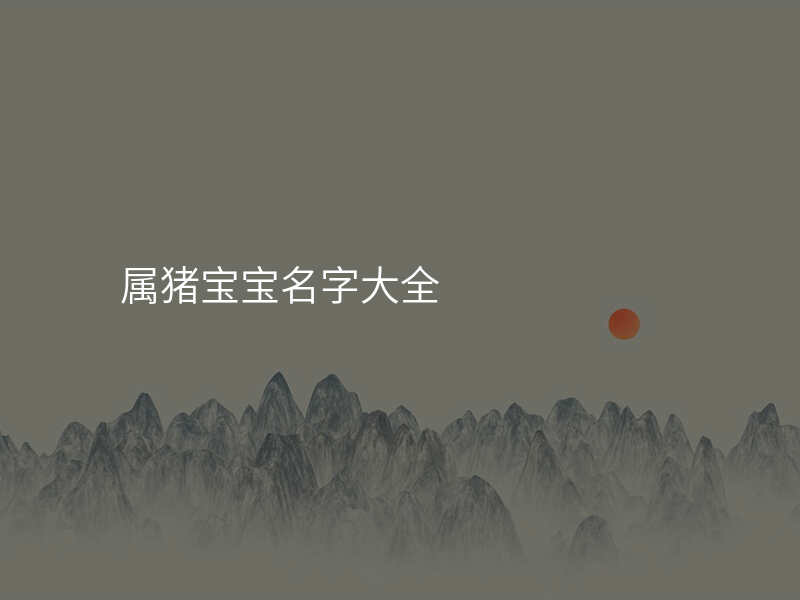 属猪宝宝名字大全