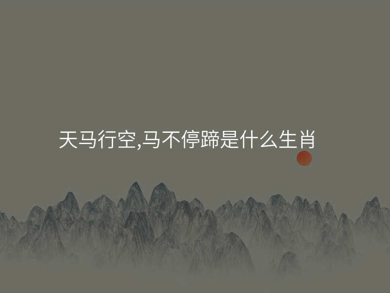 天马行空,马不停蹄是什么生肖