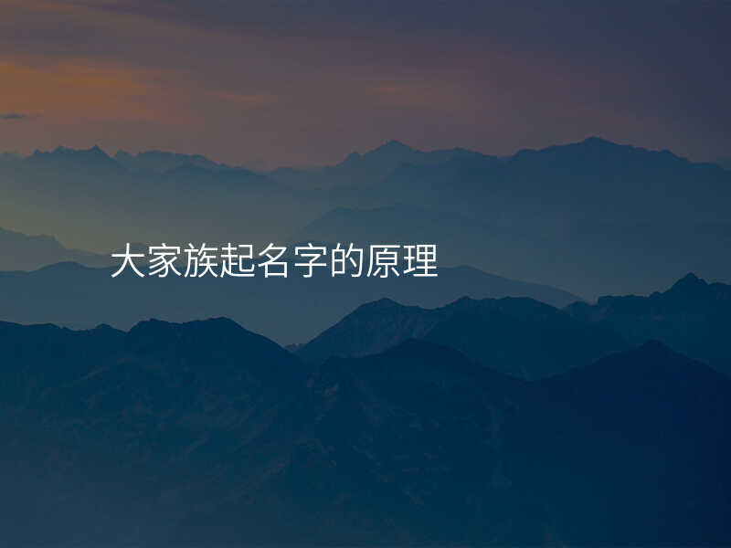 大家族起名字的原理