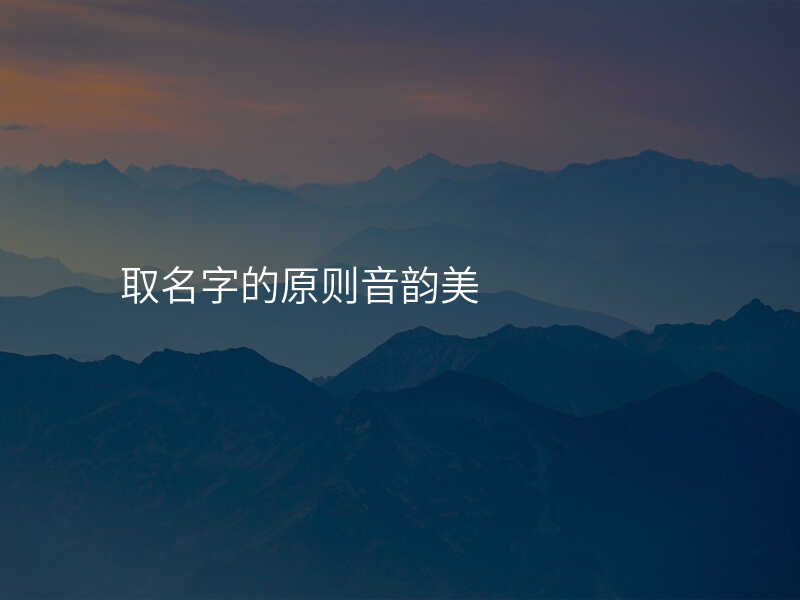 取名字的原则音韵美
