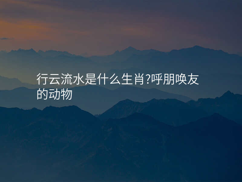 行云流水是什么生肖?呼朋唤友的动物