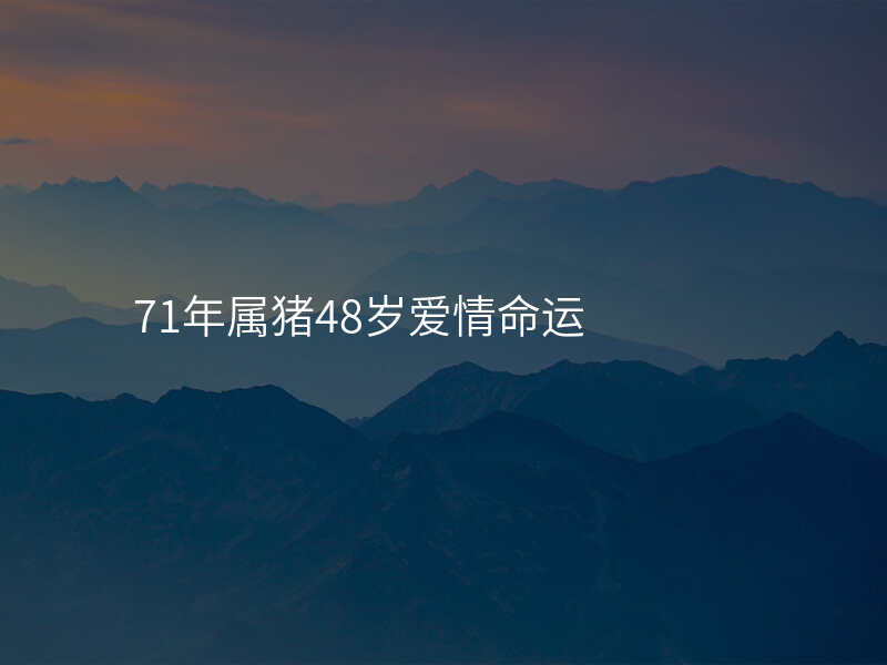 71年属猪48岁爱情命运