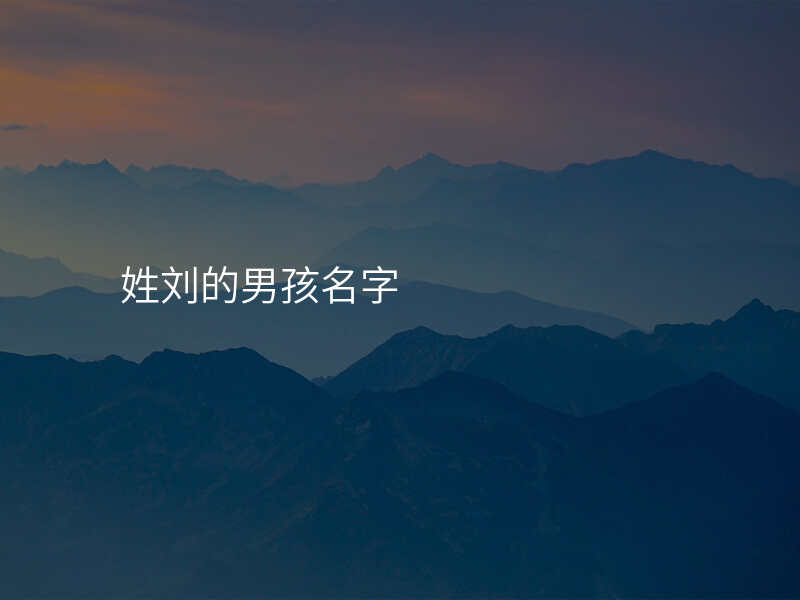 姓刘的男孩名字