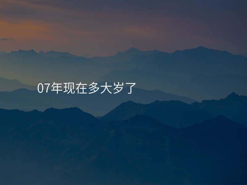 07年现在多大岁了