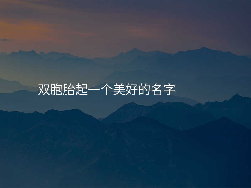 双胞胎起一个美好的名字