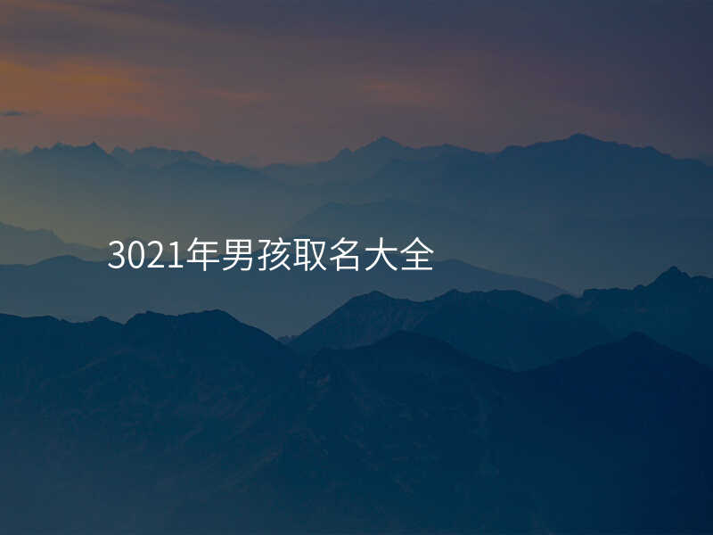 3021年男孩取名大全