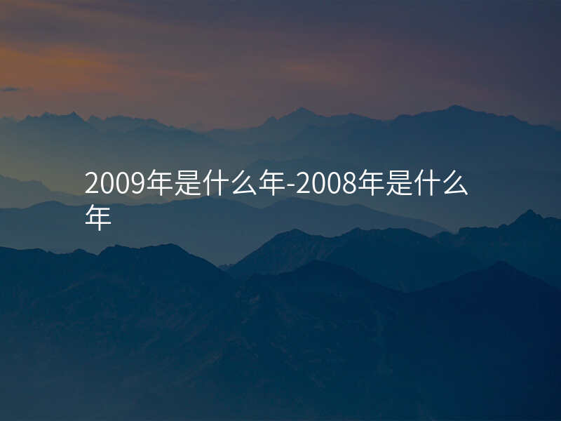 2009年是什么年-2008年是什么年