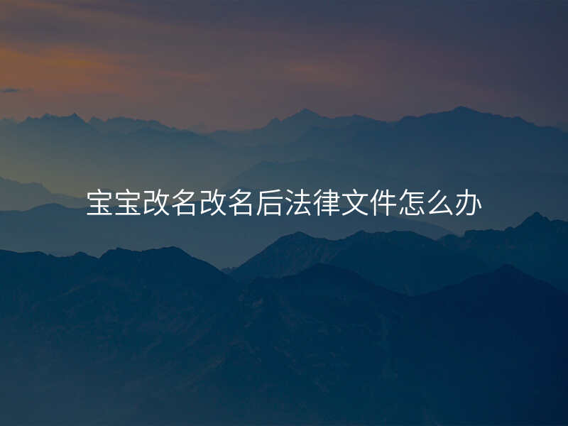 宝宝改名改名后法律文件怎么办