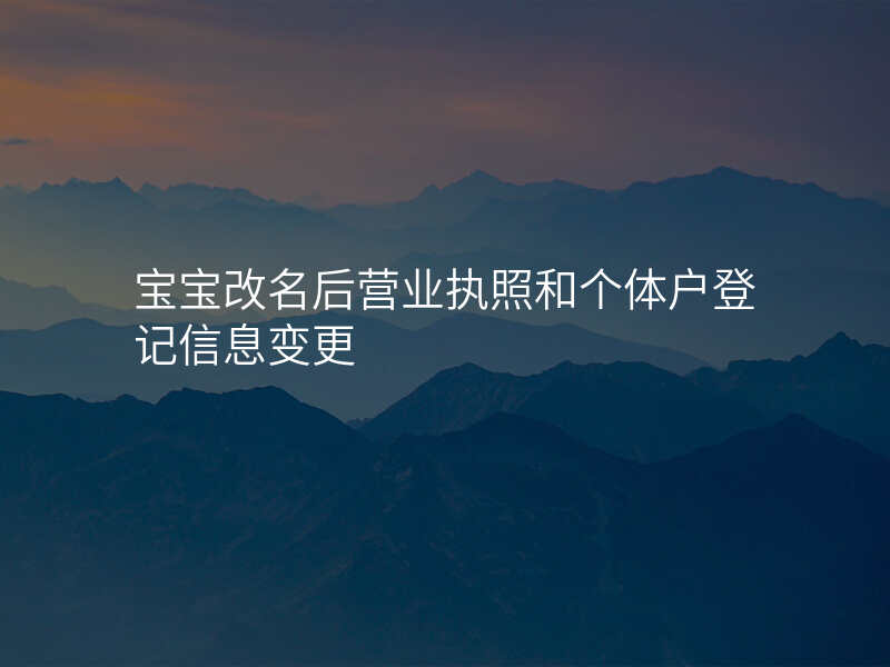 宝宝改名后营业执照和个体户登记信息变更