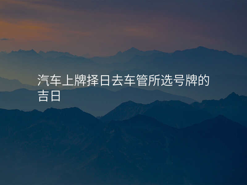 汽车上牌择日去车管所选号牌的吉日