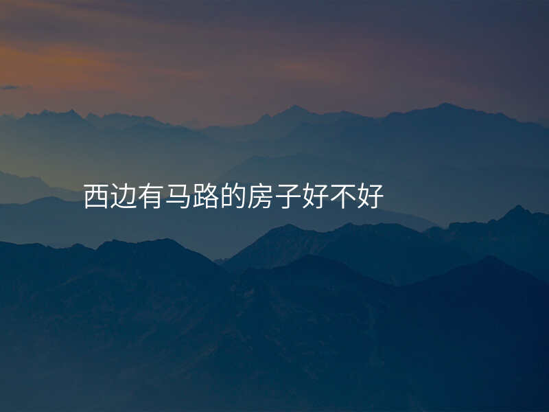西边有马路的房子好不好