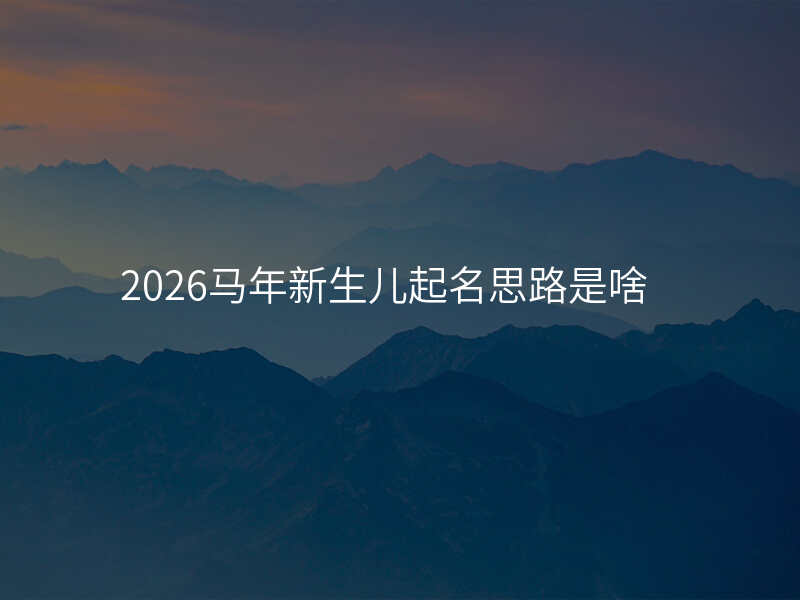2026马年新生儿起名思路是啥