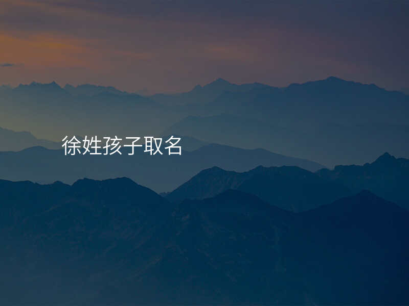 徐姓孩子取名