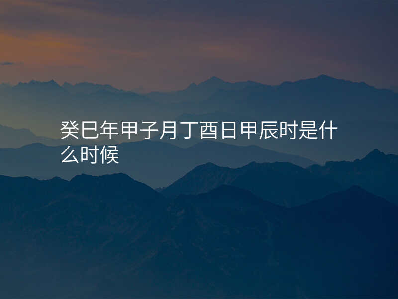 癸巳年甲子月丁酉日甲辰时是什么时候