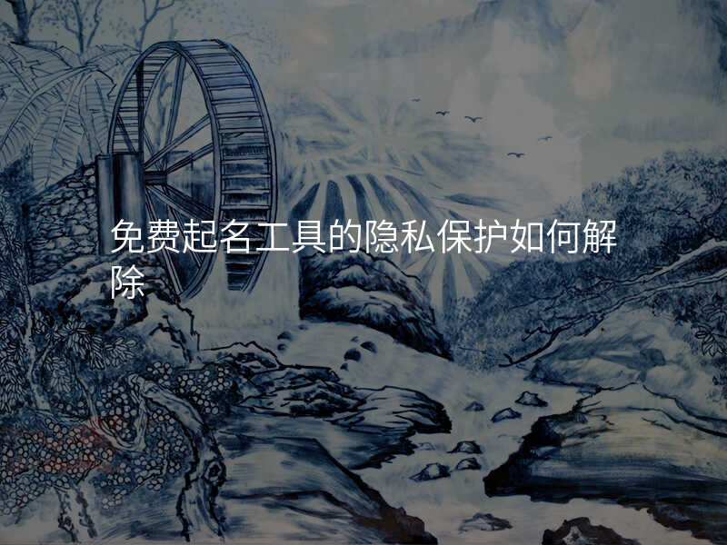 免费起名工具的隐私保护如何解除