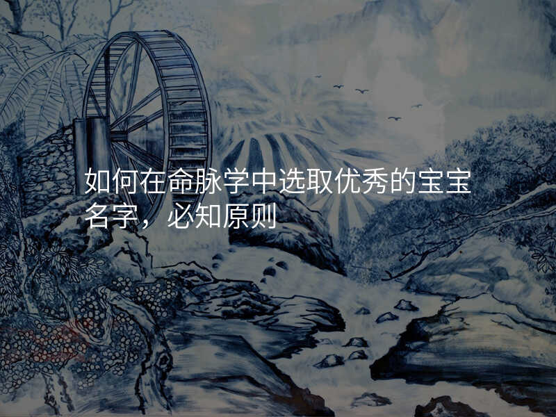 如何在命脉学中选取优秀的宝宝名字,必知原则