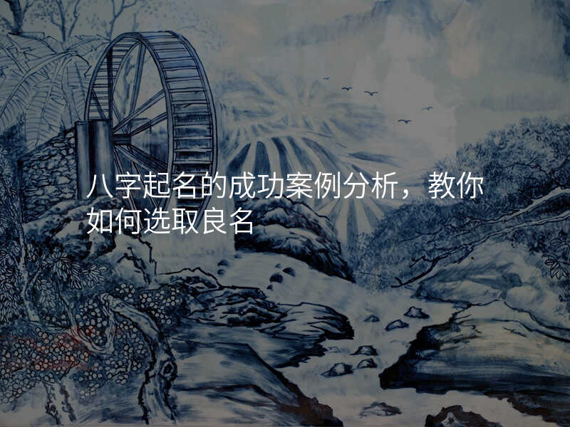 八字起名的成功案例分析,教你如何选取良名